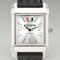 University of Miami Men's Collegiate Watch with Leather Strap - Image 1