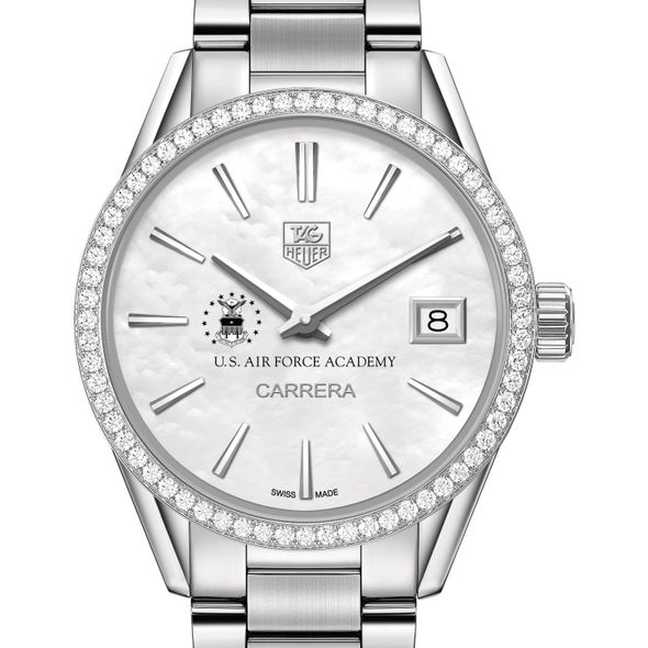 US Air Force Academy Women's TAG Heuer Steel Carrera with MOP Dial & Diamond Bezel - Image 1