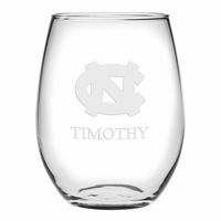 UNC Stemless Wine Glasses Made in the USA - Set of 4