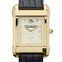 Gonzaga Men's Gold Quad with Leather Strap