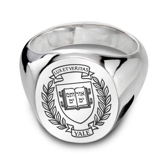 Yale Sterling Silver Oval Signet Ring - Image 1