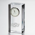 Oklahoma State University Tall Glass Desk Clock by Simon Pearce - Image 1