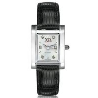 Chi Omega Women's Mother of Pearl Quad Watch with Diamonds & Leather Strap