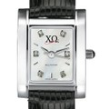 Chi Omega Women's Mother of Pearl Quad Watch with Diamonds & Leather Strap - Image 2