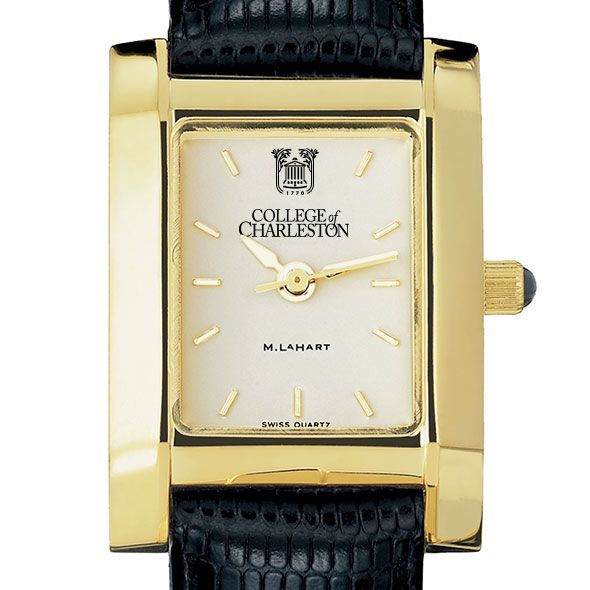 College of Charleston Women's Gold Quad with Leather Strap