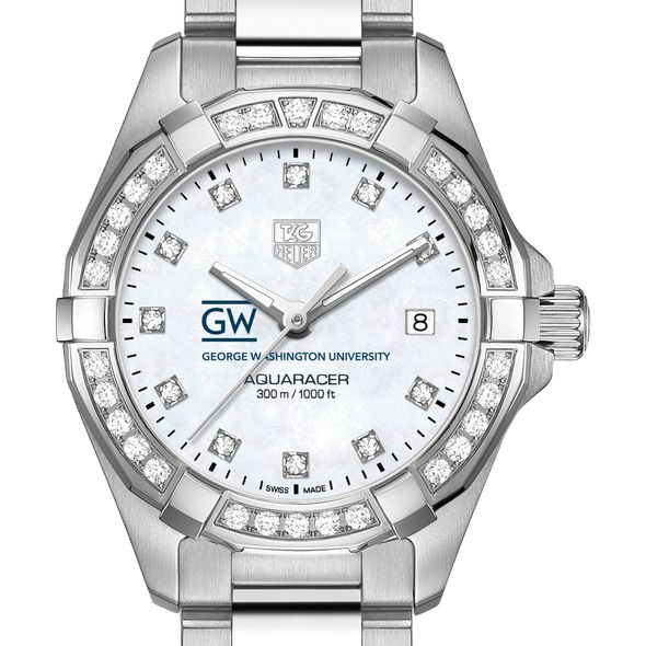 George Washington University W's TAG Heuer Steel Aquaracer with MOP Dia Dial & Bezel
