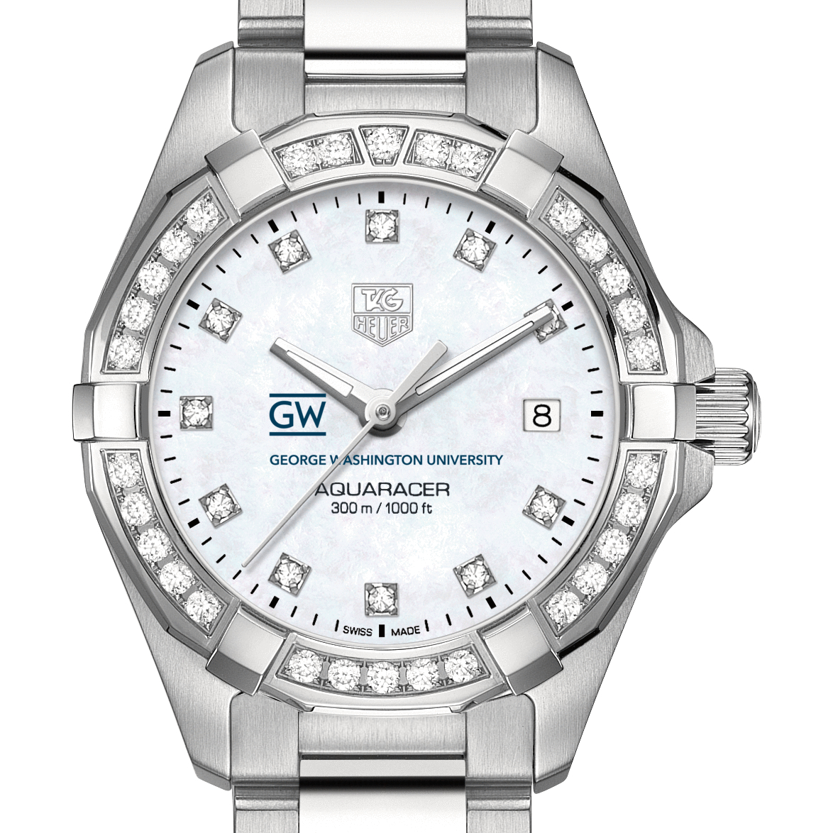George Washington W's TAG Heuer Steel Aquaracer with MOP Dia Dial & Bezel