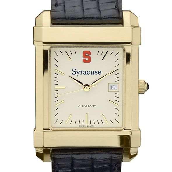 Syracuse University Men's Gold Quad with Leather Strap