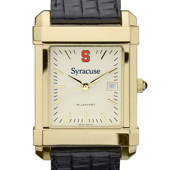 Syracuse University Men's Gold Quad with Leather Strap