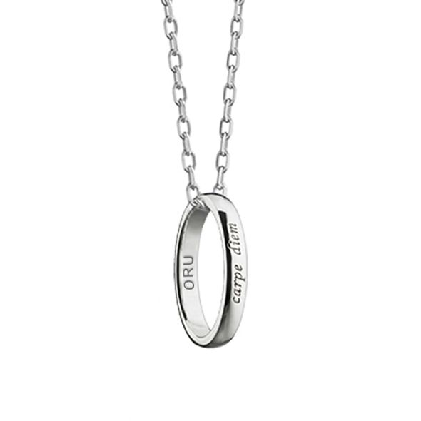 Oral Roberts Monica Rich Kosann "Carpe Diem" Poesy Ring Necklace in Silver - Image 1