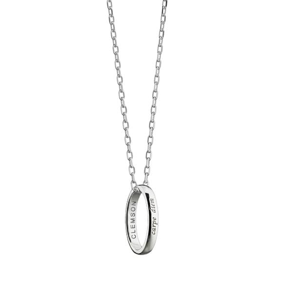 Clemson Monica Rich Kosann "Carpe Diem" Poesy Ring Necklace in Silver