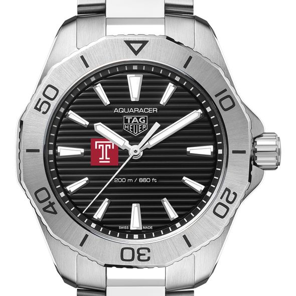 Temple Men's TAG Heuer Steel Aquaracer with Black Dial - Image 1