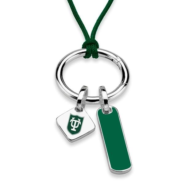 Tulane University Silk Necklace with Enamel Charm & Sterling Silver Tag