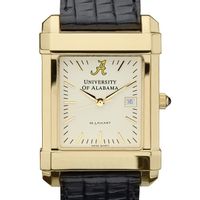 Alabama Men's Gold Quad Watch with Leather Strap