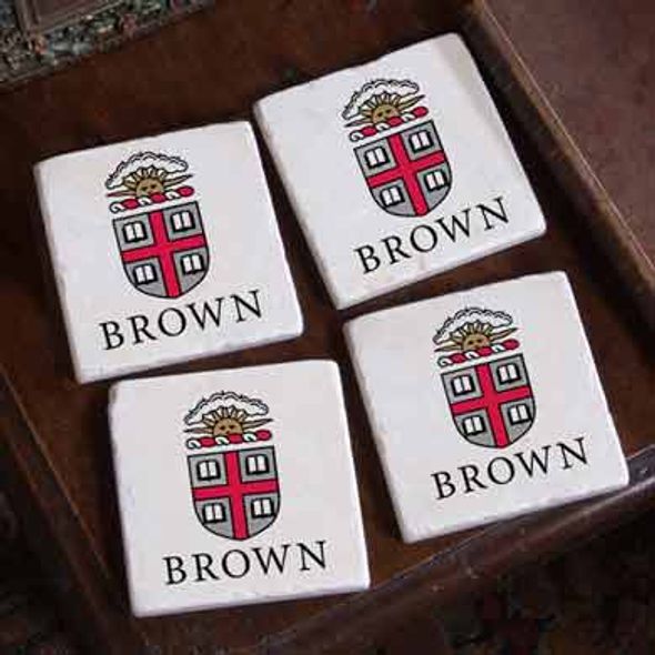 Brown Logos Marble Coasters - Image 1