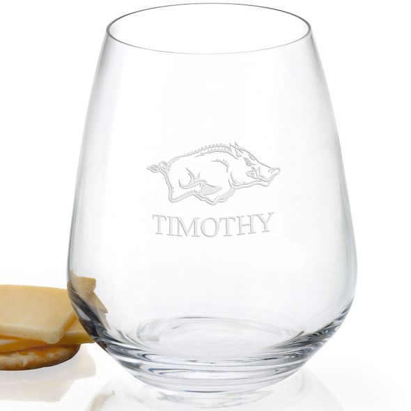 Arkansas Razorbacks Stemless Wine Glasses - Set of 4 - Image 1