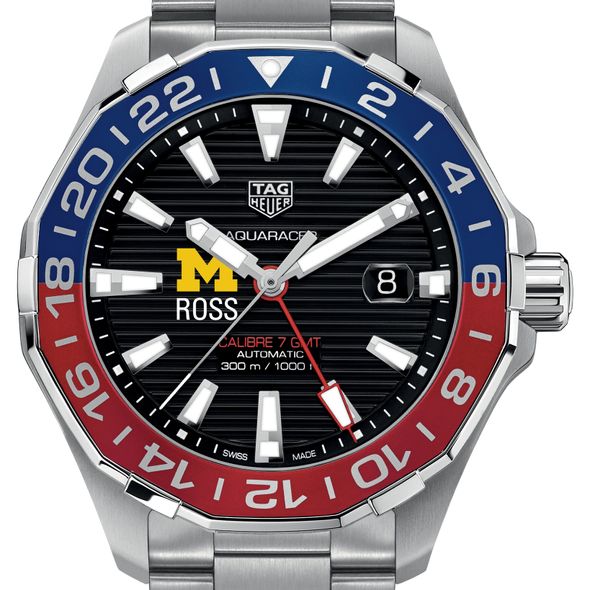 Michigan Ross Men's TAG Heuer Automatic GMT Aquaracer with Black Dial and Blue & Red Bezel - Image 1