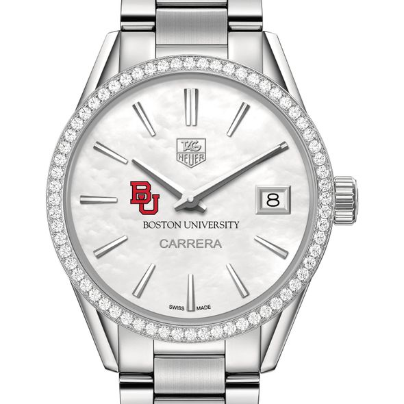 Boston University Women's TAG Heuer Steel Carrera with MOP Dial & Diamond Bezel - Image 1