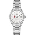 click to view Boston University Women's TAG Heuer Steel Carrera with MOP Dial & Diamond Bezel - Image 2