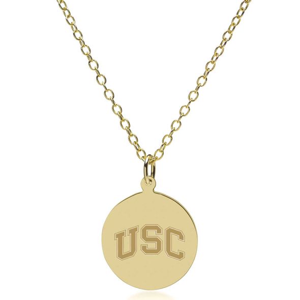 USC 14K Gold Pendant & Chain - Image 1