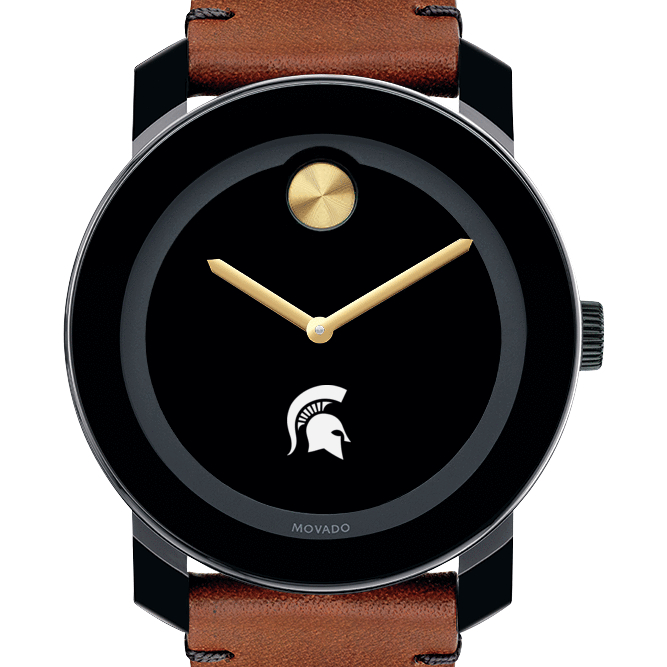 Michigan State Men's Movado BOLD with Brown Leather Strap
