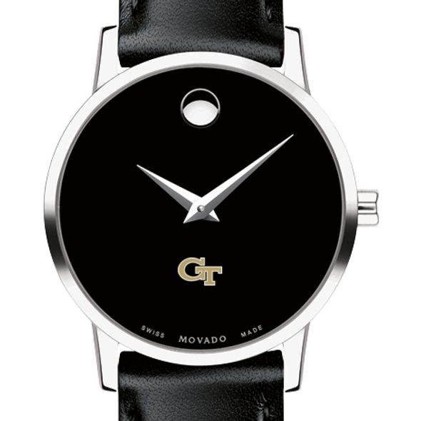 Georgia Tech Women's Movado Museum with Leather Strap - Image 1
