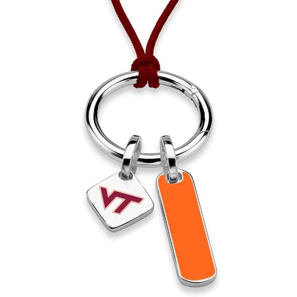 Virginia Tech Silk Necklace with Enamel Charm & Sterling Silver Tag