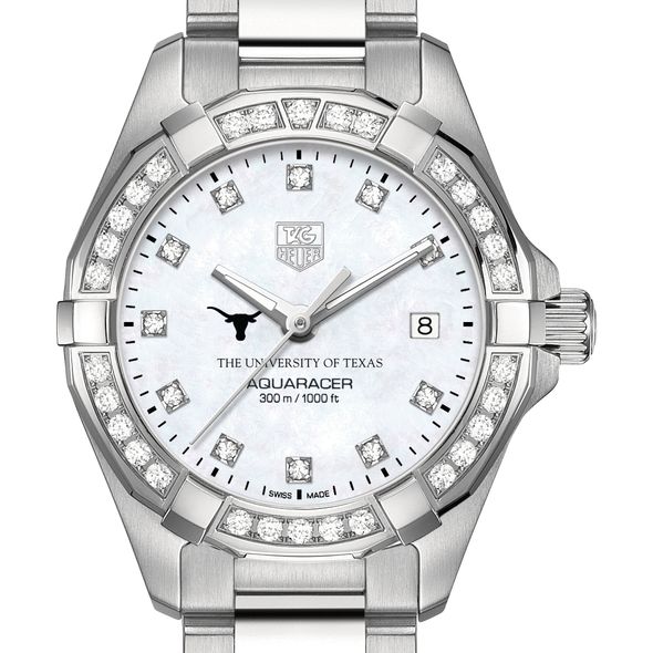 University of Texas W's TAG Heuer Steel Aquaracer with MOP Dia Dial & Bezel