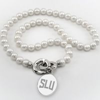 Saint Louis University Pearl Necklace with Sterling Silver Charm