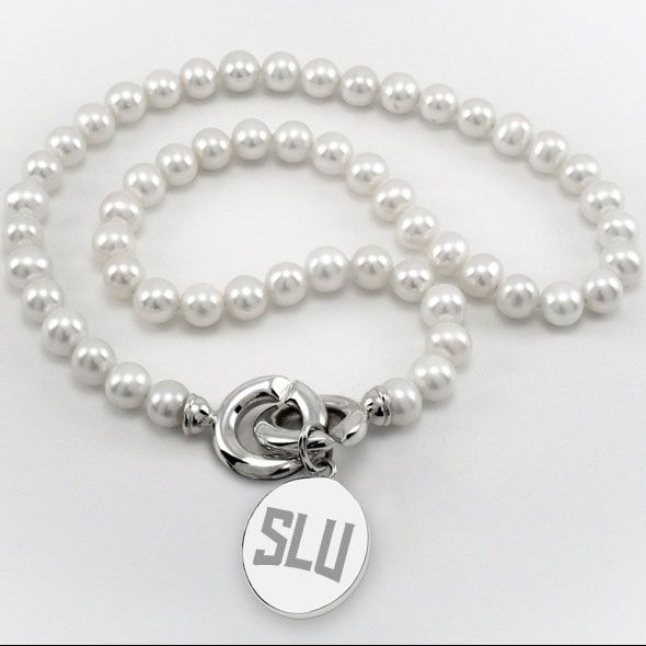 Saint Louis University Pearl Necklace with Sterling Silver Charm - Image 1