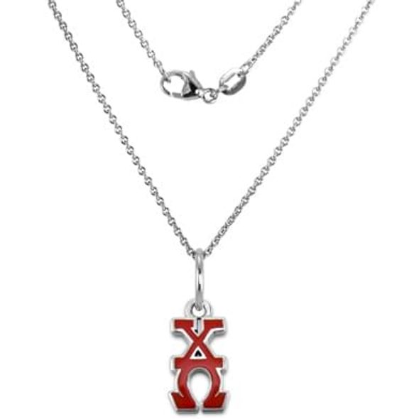 Chi Omega Sterling Silver Necklace with Greek Letter Charm - Image 1