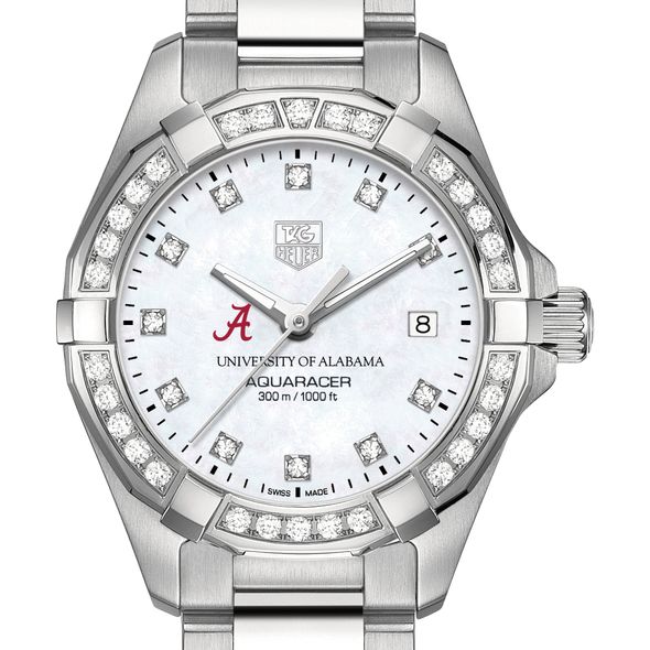 University of Alabama W's TAG Heuer Steel Aquaracer with MOP Dia Dial & Bezel