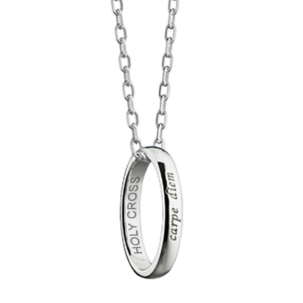 Holy Cross Monica Rich Kosann "Carpe Diem" Poesy Ring Necklace in Silver - Image 1