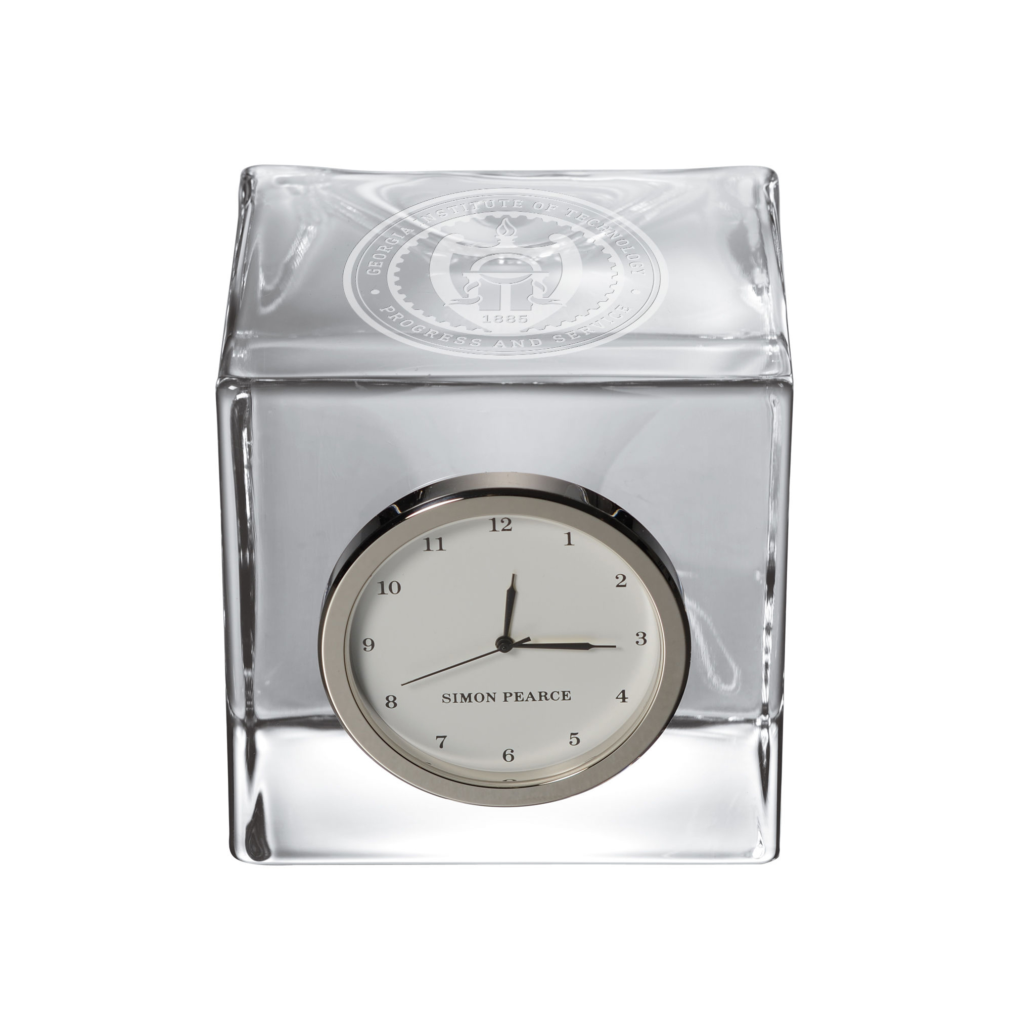 Georgia Tech. Glass Desk Clock by Simon Pearce