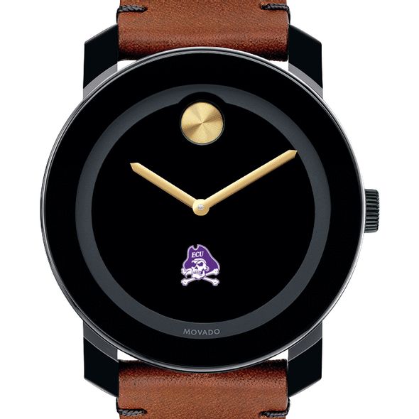 East Carolina University Men's Movado BOLD with Brown Leather Strap - Image 1