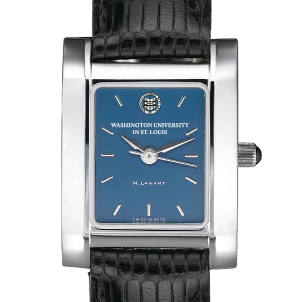 WUSTL Women's Blue Quad Watch with Leather Strap