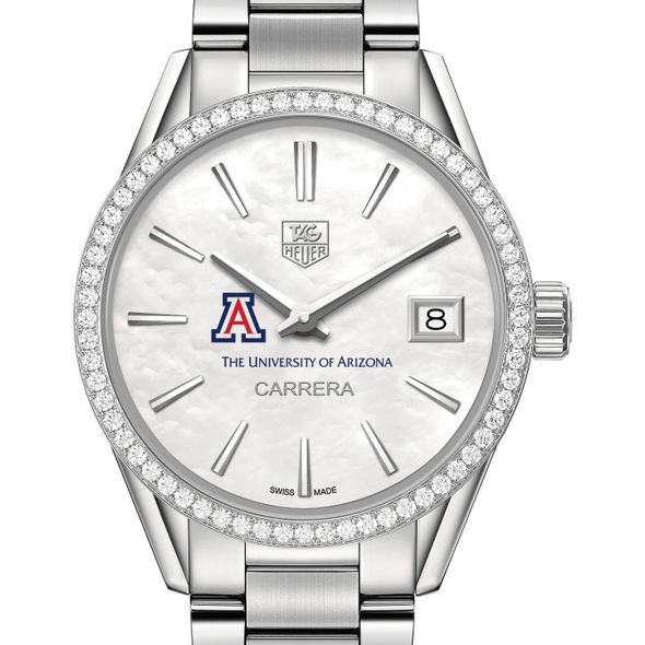University of Arizona Women's TAG Heuer Steel Carrera with MOP Dial & Diamond Bezel