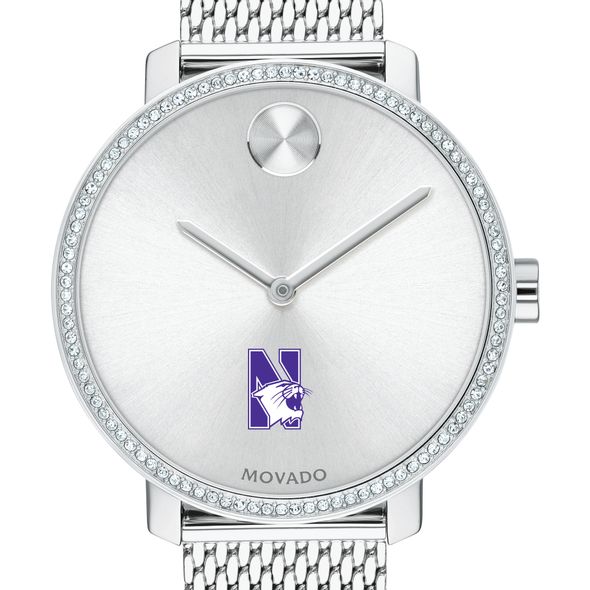 Northwestern Women's Movado Bold with Crystal Bezel & Mesh Bracelet - Image 1