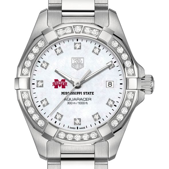 Mississippi State W's TAG Heuer Steel Aquaracer with MOP Dia Dial & Bezel