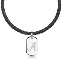 Alabama Leather Necklace with Sterling Dog Tag