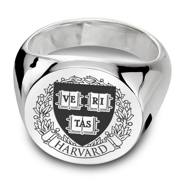 Harvard Sterling Silver Round Signet Ring - Image 1