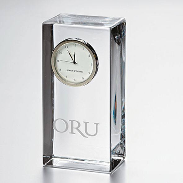 Oral Roberts Tall Glass Desk Clock by Simon Pearce - Image 1