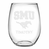 SMU Stemless Wine Glasses Made in the USA - Set of 4