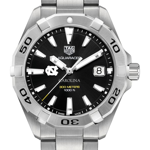 University of North Carolina Men's TAG Heuer Steel Aquaracer with Black Dial - Image 1