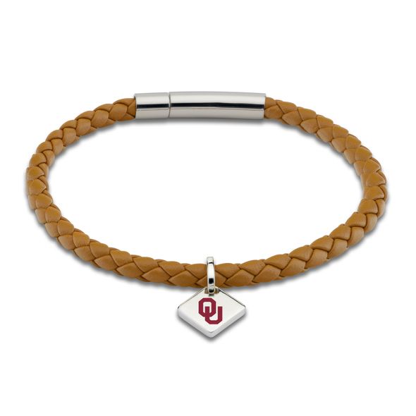 Oklahoma Leather Bracelet with Sterling Silver Tag - Saddle