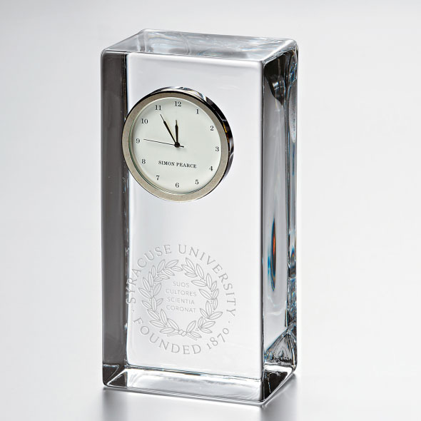 Syracuse University Tall Glass Desk Clock by Simon Pearce