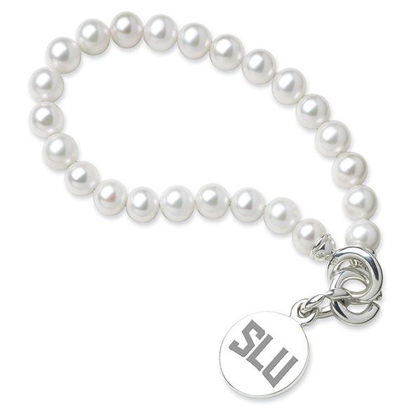 Saint Louis University Pearl Bracelet with Sterling Silver Charm - Image 1