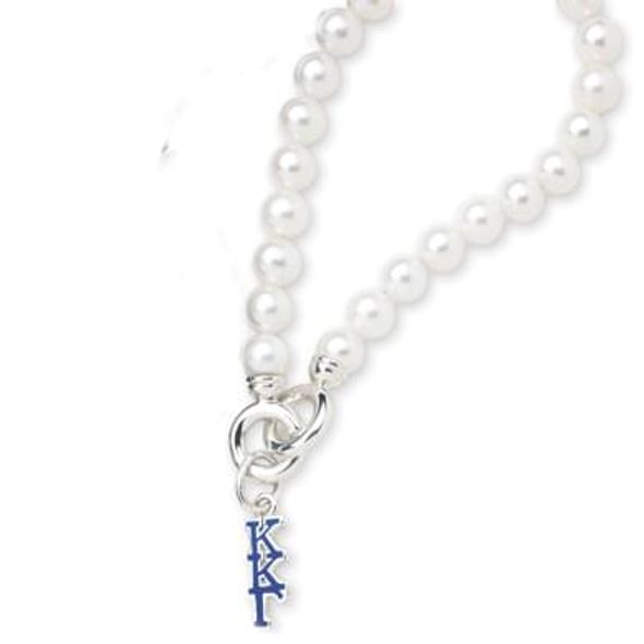 Kappa Kappa Gamma Pearl Bracelet with Greek Letter Charm - Image 1