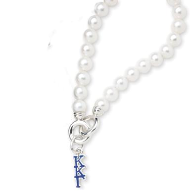 Kappa Kappa Gamma Pearl Bracelet with Greek Letter Charm