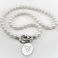 West Virginia University Pearl Necklace with Sterling Silver Charm